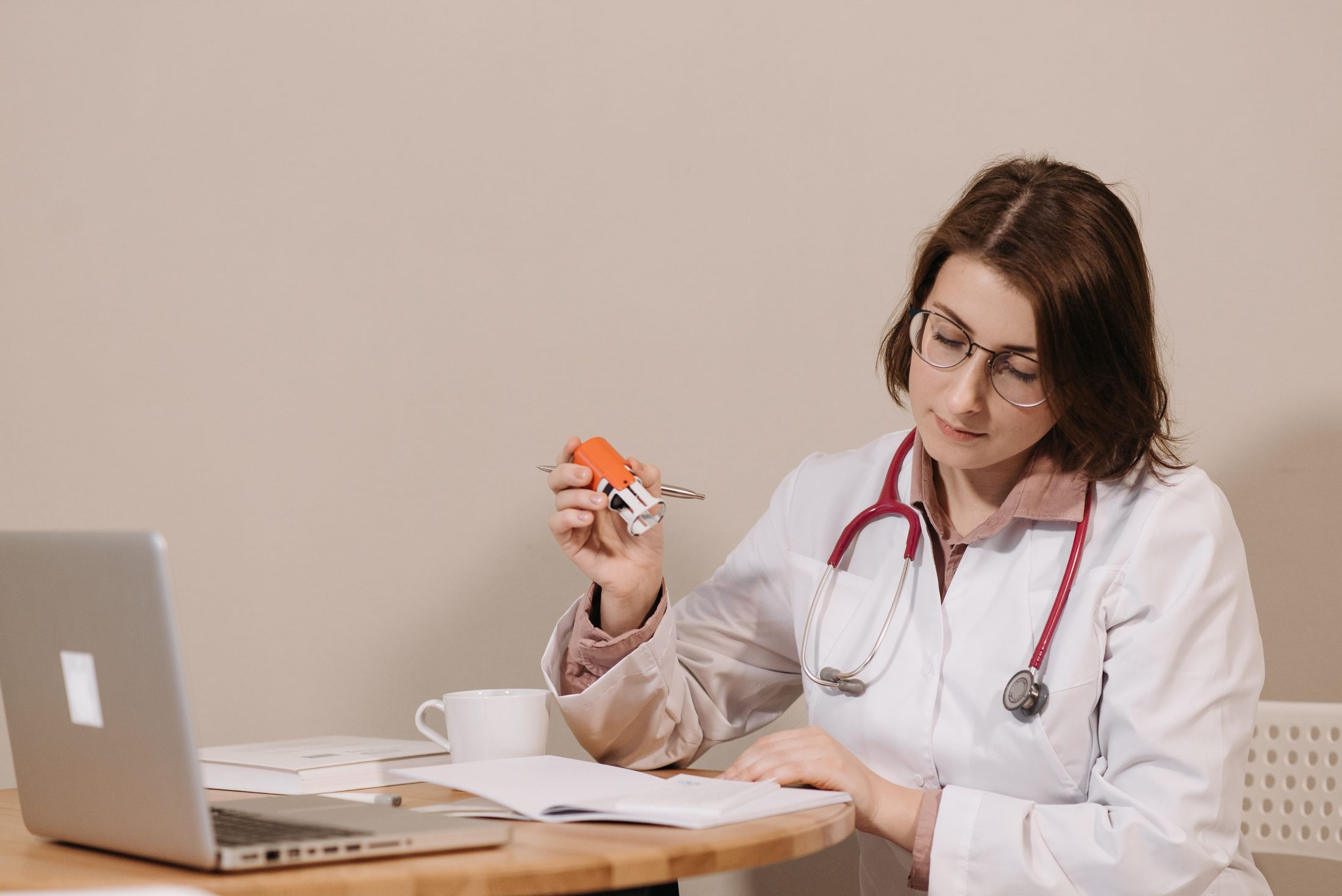 A pharmacist reviewing a patient's medication